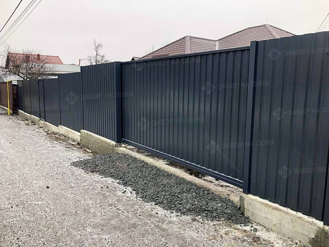 Откатные ворота из профлиста  в Домодедово